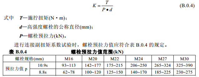 螺栓预拉力值范围(kN)