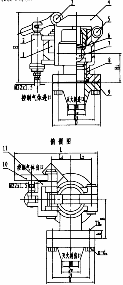 图9 B型法兰连接气控施放阀