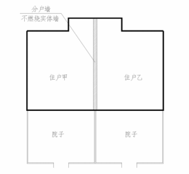 图4 相连的三、四级耐火等级建筑分户墙示意图