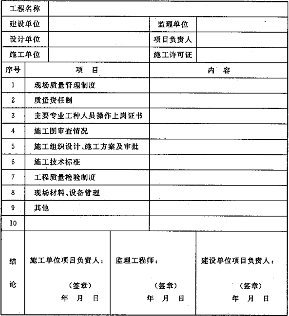 表C  施工现场质量管理检查记录