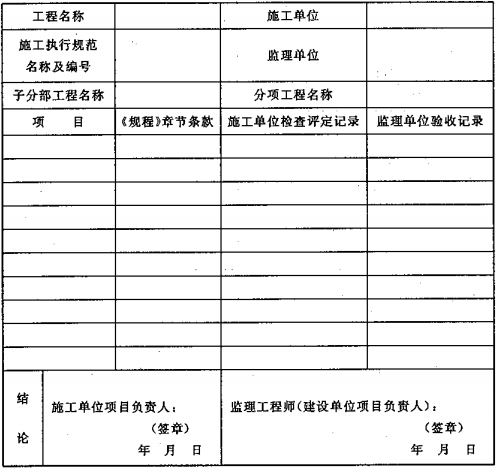 表D.0.1 大空间智能型主动喷水灭火系统施工过程质量检查记录