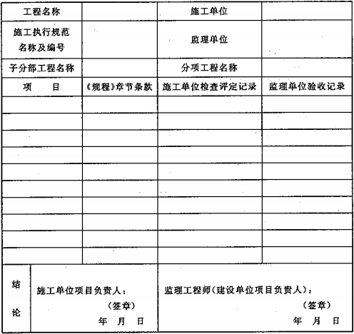 表D.0.1  大空间智能型主动喷水灭火系统施工过程质量检查记录