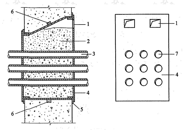 图5.3.6  穿墙群管防水构造