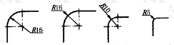 图11.4.2  小圆弧半径的标注方法 
