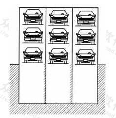 图3.3.1  三组垂直升降式简易升降类停车设备并联