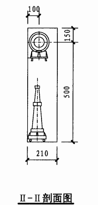 丁型单栓室内消火栓箱（II-II剖面图）