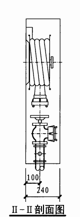 甲型单栓带消防软管卷盘消火栓箱（II-II剖面图）