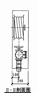 乙型单栓带消防软管卷盘消火栓箱（II-II剖面图）