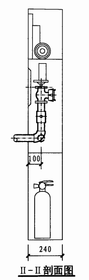单栓带轻便消防水龙组合式消防柜（II-II剖面图）