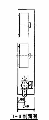 乙型双栓室内消火栓箱（II-II剖面图）