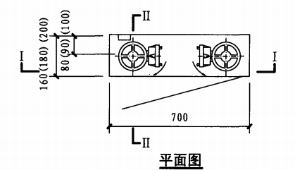 薄型双栓室内消火栓箱（平面图）