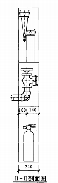 甲型双栓带灭火器箱组合式消防柜（II-II剖面图）