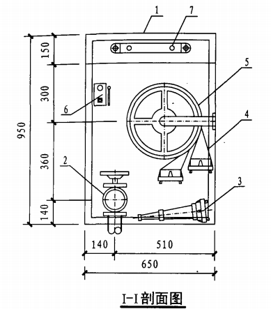 甲型带应急照明单栓室内消火栓箱（I-I剖面图）