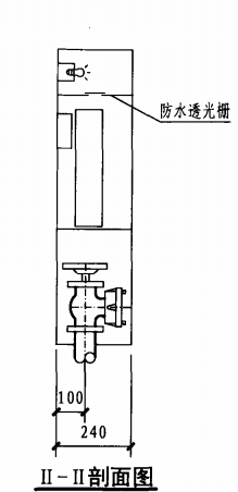 乙型带应急照明单栓室内消火栓箱（II-II剖面图）