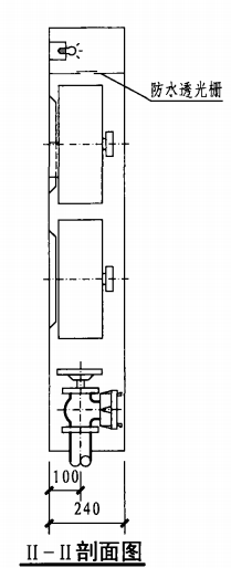 乙型带应急照明双栓室内消火栓箱（II-II剖面图）