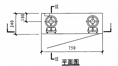 乙型带应急照明双栓室内消火栓箱（平面图）