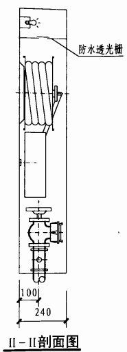 双栓带应急照明配消防软管卷盘消火栓箱（II-II剖面图）
