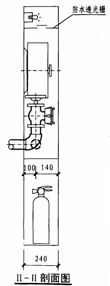 甲型带应急照明及灭火器箱组合式消防柜（II-II剖面图）