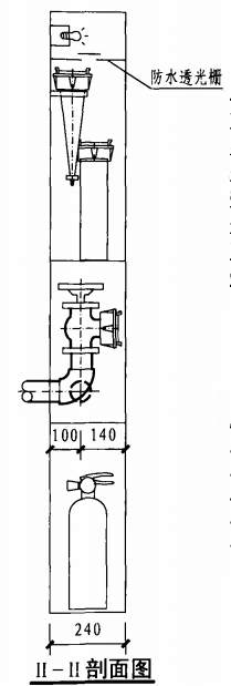 乙型带应急照明及灭火器箱组合式消防柜（II-II剖面图）