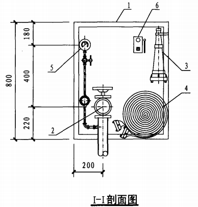 试验用消火栓箱(I-I剖面图)