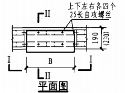 暗装消火栓箱轻钢龙骨石膏板墙上安装固定图(平面图)