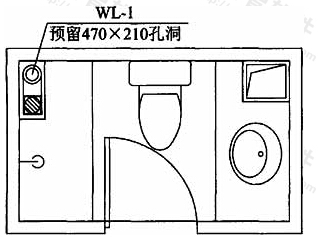 图4 平面图中注明排水立管预留孔洞尺寸