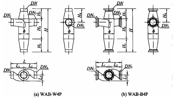 图A.1.3-1 180°四通加强型旋流器外形