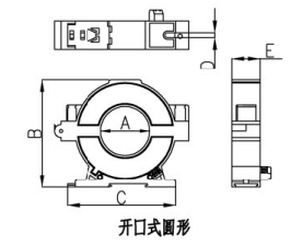 剩余电流互感器外形尺寸图(开口式圆形)