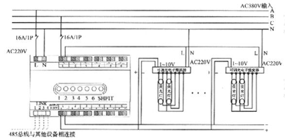 图3.3.2-2  照明控制系统（a）荧光灯的控制