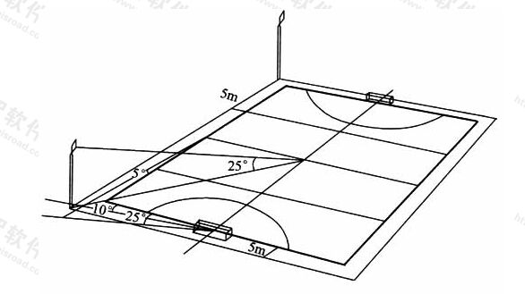 图6.2.5-2有电视转播时曲棍球场灯杆布置