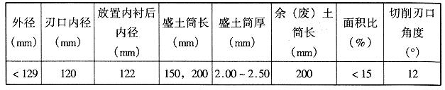 黄土薄壁取样器的尺寸