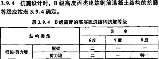 B级高度的高层建筑结构抗震等级