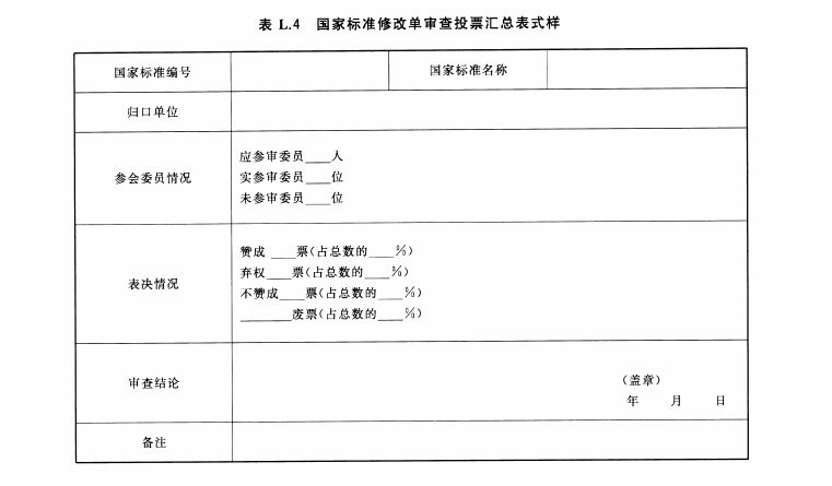 国家标准修改单审查投票汇总表式样