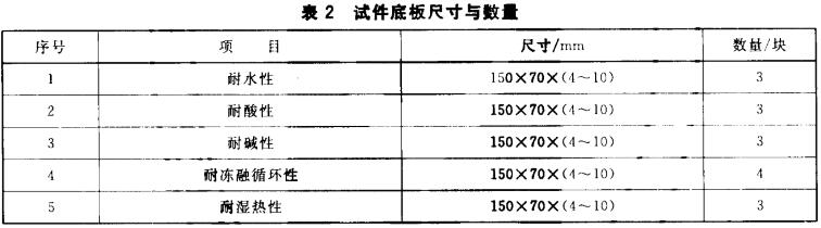 试件底板尺寸与数量