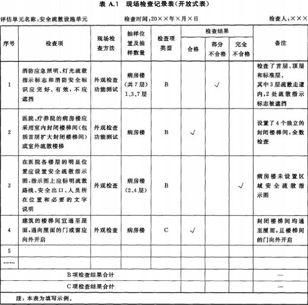 现场检查记录表（开放式表）