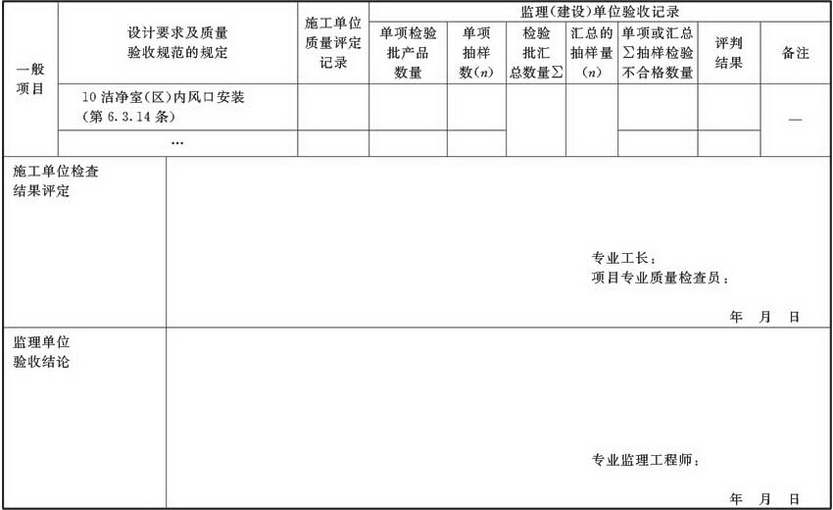 表A.2.3-7 风管系统安装检验批验收质量验收记录