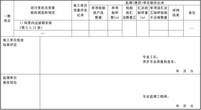 表A.2.3-1 风管系统安装检验批验收质量验收记录