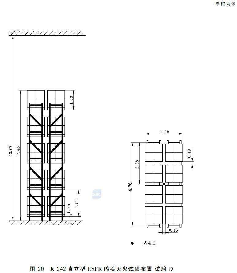 图20 K242直立型ESFR喷头灭火试验布置 试验D