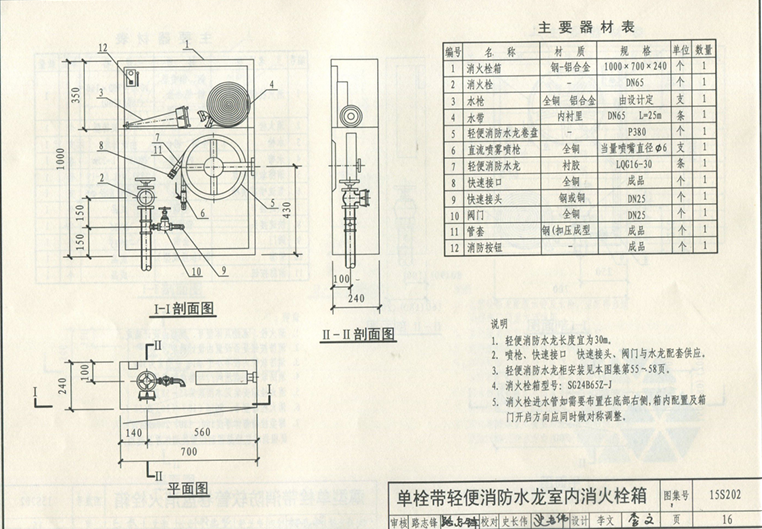 单栓带轻便消防水龙室内消火栓箱