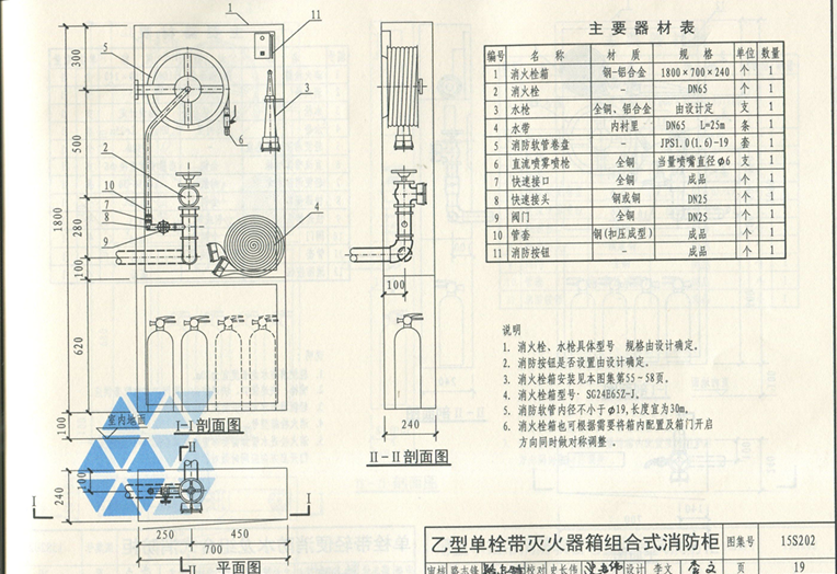 乙型单栓带灭火器箱组合式消防柜