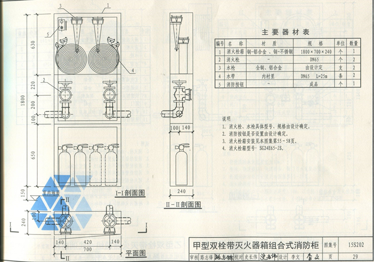 甲型双栓带灭火器箱组合式消防柜