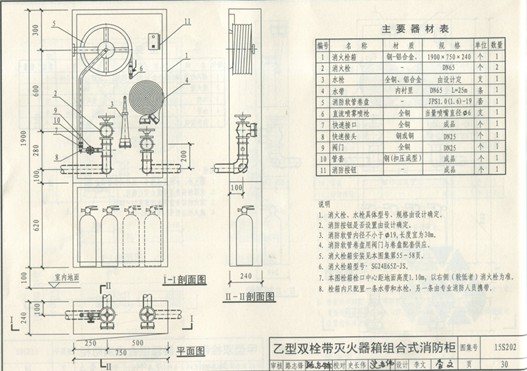 乙型双栓带灭火器箱组合式消防柜