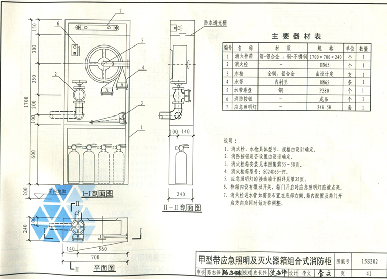 甲型带应急照明及灭火器箱组合式消防柜