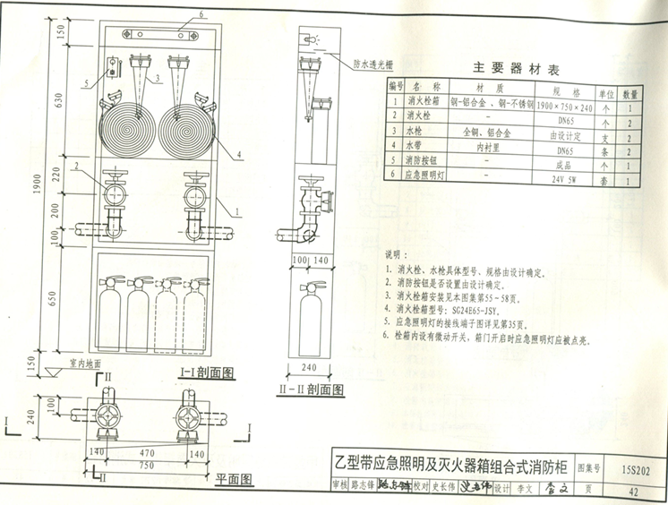 乙型带应急照明及灭火器箱组合式消防柜