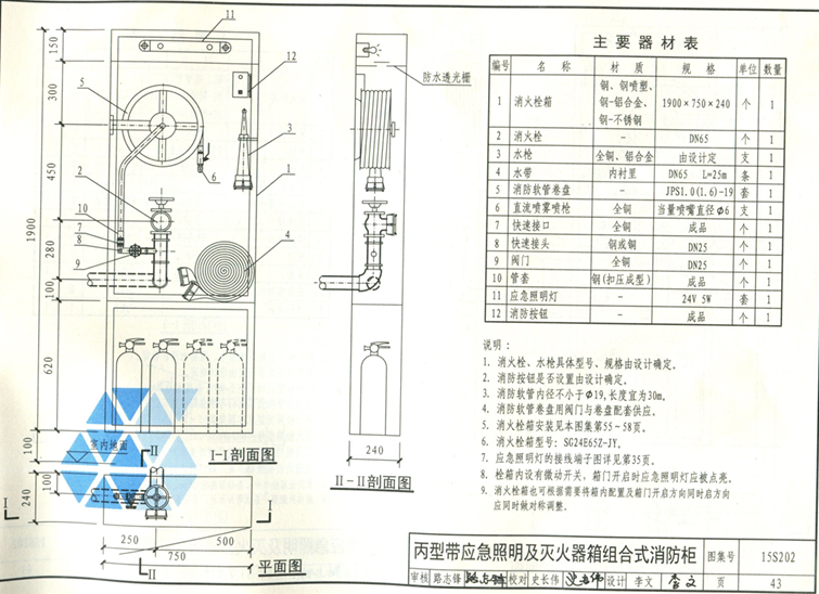 丙型带应急照明及灭火器箱组合式消防柜