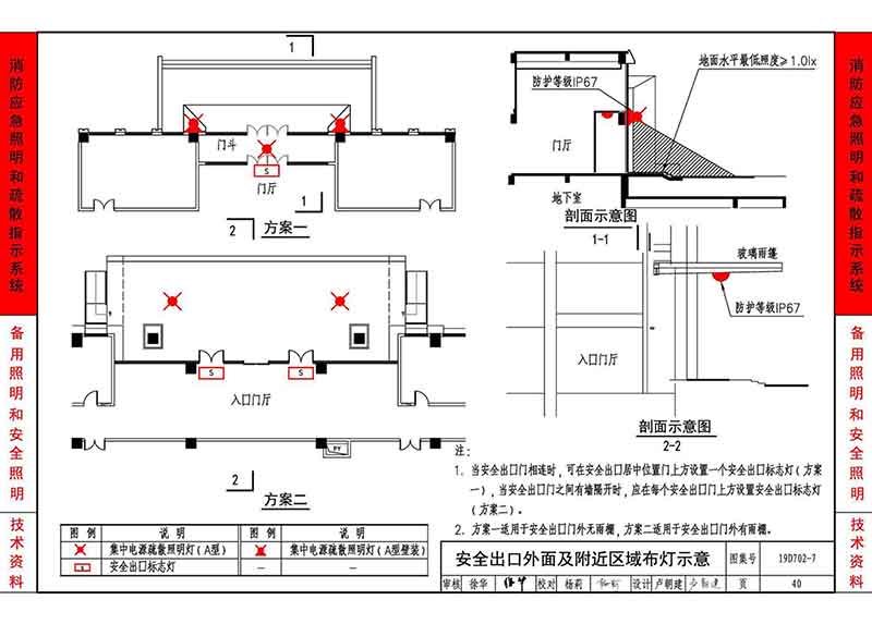 安全出口外面及附近区域布灯示意