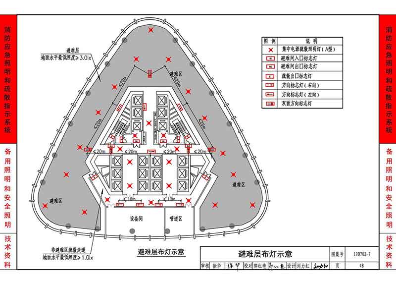 避难层布灯示意