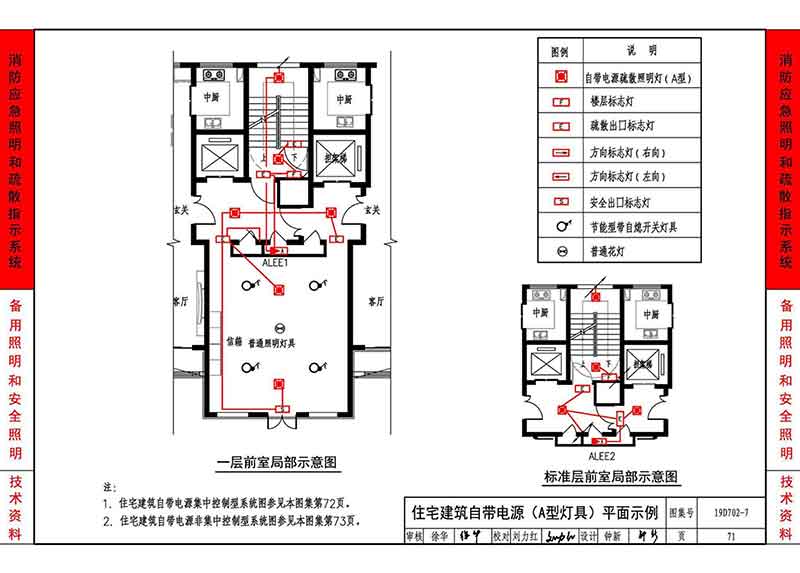 住宅建筑自带电源（A型灯具）平面示例