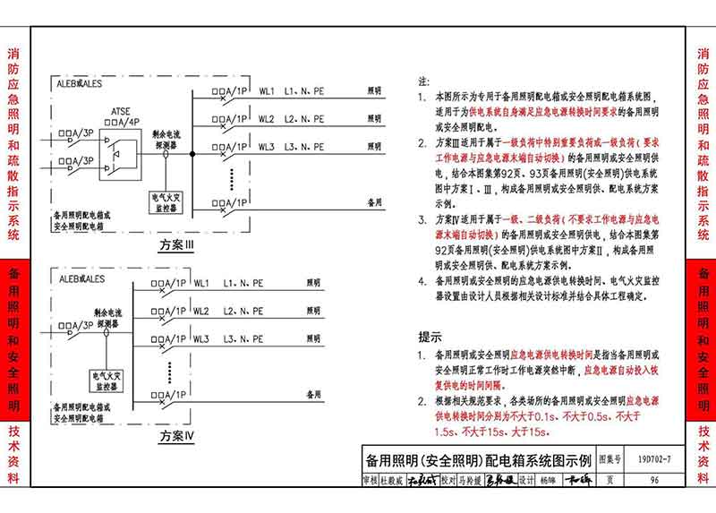 备用照明（安全照明）配电箱系统图示例