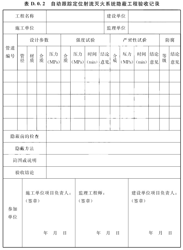 自动跟踪定位射流灭火系统隐蔽工程验收记录